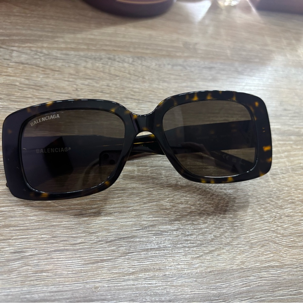 Balenciaga Tortoiseshell Rectangular Sunglasses w… - image 1